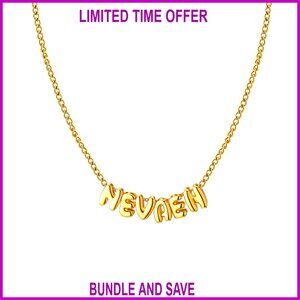 Custom Name Necklace 14K Gold Plated 20 Inch Chain Personalized Jewelry